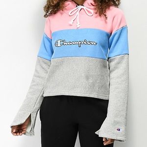 Cropped Champion Tri Colored Hoodie
